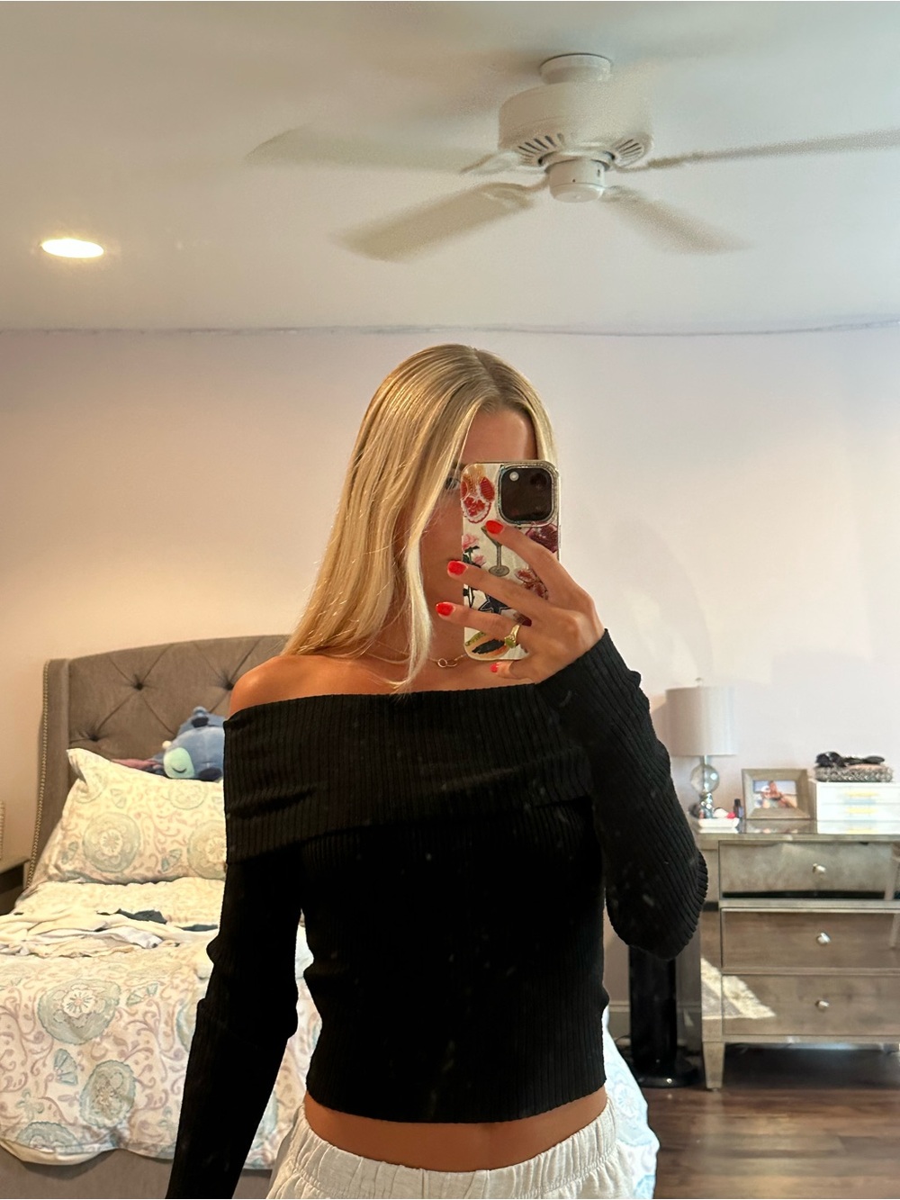 Princess Polly Black Off-the-Shoulder Ribbed Sweater - Picture 1 of 2